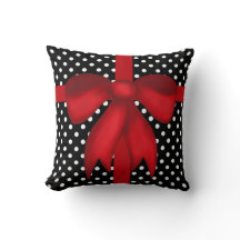 Modern-mas-Pillow, B&W Polka Dots met rode Bow