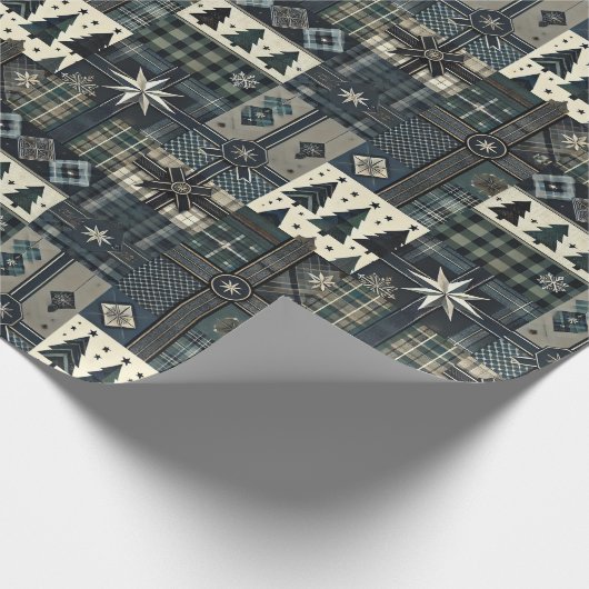 Modern Masculine Christmas Wrapping Paper Cadeaupapier (Hoek)