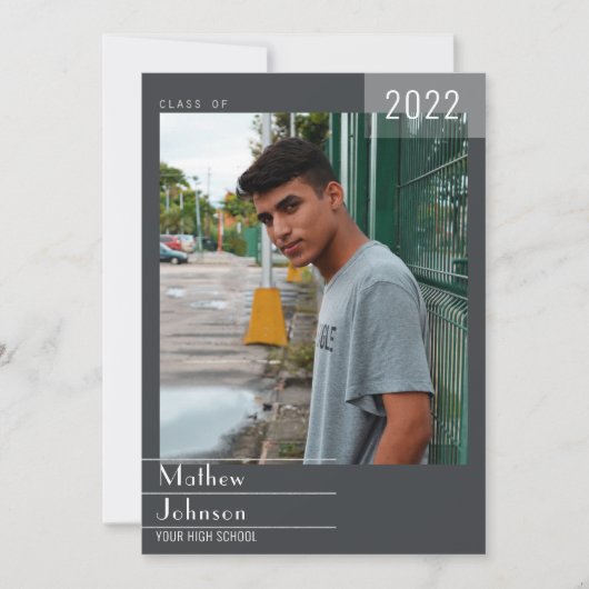 Modern Masculine Lijst Voeg je foto-Afstuderen toe Aankondiging (Voorkant)