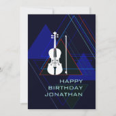 Modern & Masculine Navy Blue Music Violin Birthday Kaart (Voorkant)