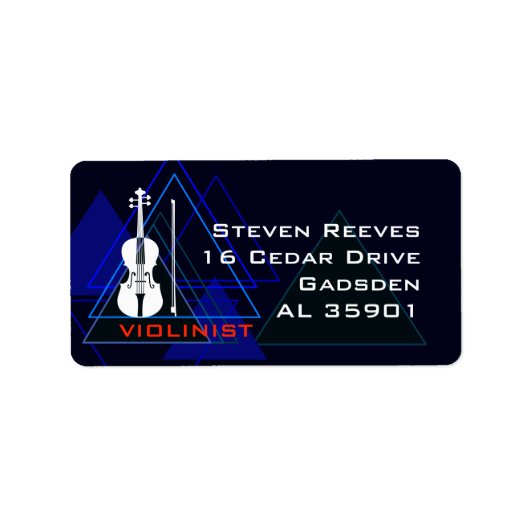 Modern & Masculine Navy Blue Music Violin Designer Etiket (Voorkant)