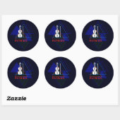 Modern & Masculine Navy Blue Music Violin Designer Ronde Sticker (Vel)