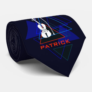 Modern & Masculine Navy Blue Music Violin Designer Stropdas