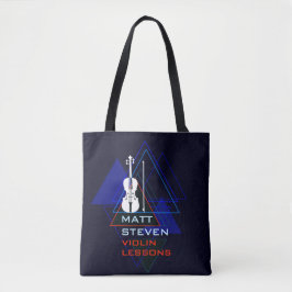 Modern & Masculine Navy Blue Music Violin Designer Tote Bag