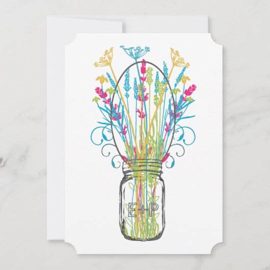 Modern Mason Jar Aqua Pink Yellow Limoen Wedding Kaart (Achterkant)