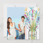 Modern Mason Jar Aqua Yellow Limoen Pink Floral Kaart (Achterkant)