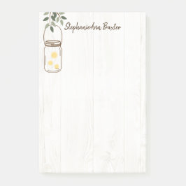 Modern Mason Jar & Fireflies Rustic Notes