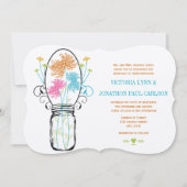 Modern Mason Jar Pink Oranje Limoen Floral Wedding Kaart (Voorkant)