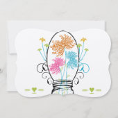 Modern Mason Jar Pink Oranje Limoen Floral Wedding Kaart (Achterkant)