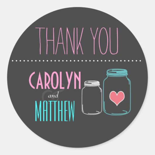 Modern Masonjar | roze | Aqua Dank u Sticker (Voorkant)