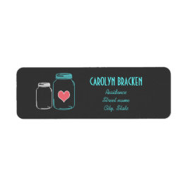 Modern Masonjar | Roze hart retour adreslabels Etiket