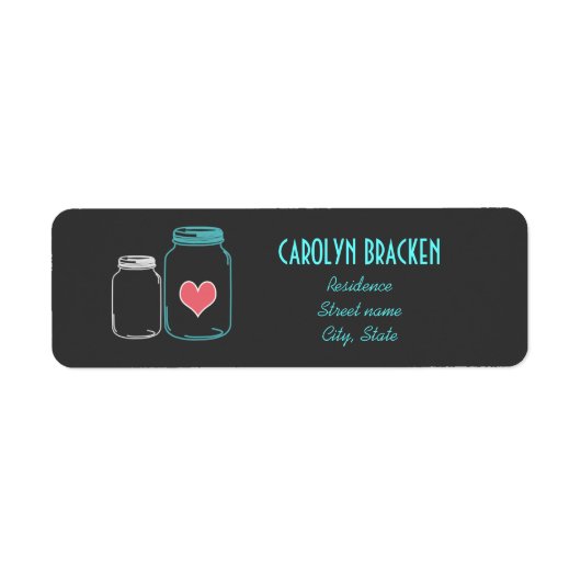 Modern Masonjar | Roze hart retour adreslabels Etiket (Voorkant)