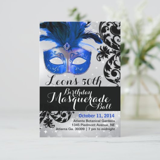 Modern Masquerade Ball Invitation Kaart (Staand voorkant)