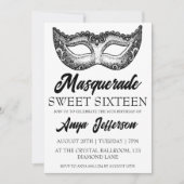 Modern Masquerade Sweet 16 Uitnodigingen (Voorkant)