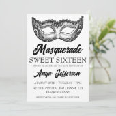 Modern Masquerade Sweet 16 Uitnodigingen (Staand voorkant)