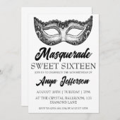 Modern Masquerade Sweet 16 Uitnodigingen (Voorkant / Achterkant)