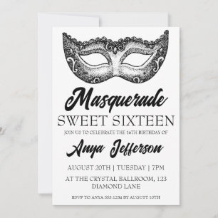 Modern Masquerade Sweet 16 Uitnodigingen