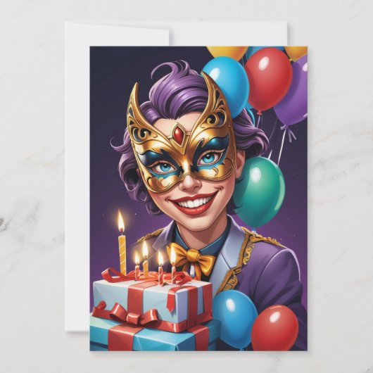 Modern Masquerade Sweet 16 Uitnodigingen (Voorkant)