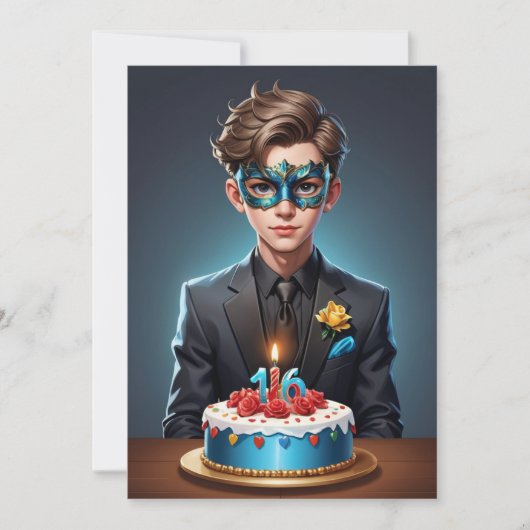 Modern Masquerade Sweet 16 Uitnodigingen (Voorkant)
