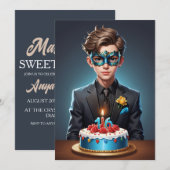 Modern Masquerade Sweet 16 Uitnodigingen (Voorkant / Achterkant)