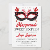 Modern Masquerade Sweet 16 Uitnodigingen (Voorkant)