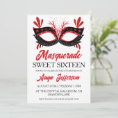 Modern Masquerade Sweet 16 Uitnodigingen (Staand voorkant)