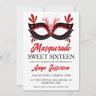 Modern Masquerade Sweet 16 Uitnodigingen