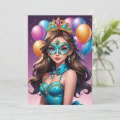 Modern Masquerade Sweet 16 Uitnodigingen (Staand voorkant)