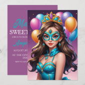 Modern Masquerade Sweet 16 Uitnodigingen (Voorkant / Achterkant)