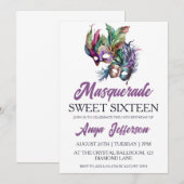 Modern Masquerade Sweet 16 Uitnodigingen (Voorkant / Achterkant)