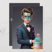 Modern Masquerade Sweet 16 Uitnodigingen (Voorkant / Achterkant)