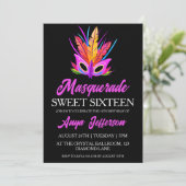 Modern Masquerade Sweet 16 Uitnodigingen (Staand voorkant)