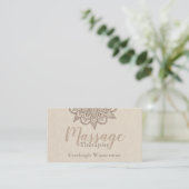 Modern Massage Therapeut Script Lotus Bloem Zakeli Visitekaartje (Staand voorkant)