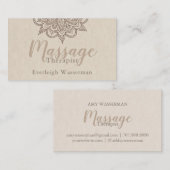 Modern Massage Therapeut Script Lotus Bloem Zakeli Visitekaartje (Voorkant / Achterkant)