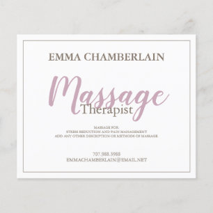 Modern Massage Therapeut Script Roze Blush Lettert Flyer
