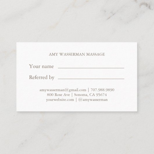 Modern Massage Therapist Script Blush Pink Klantenkaartje (Achterkant)