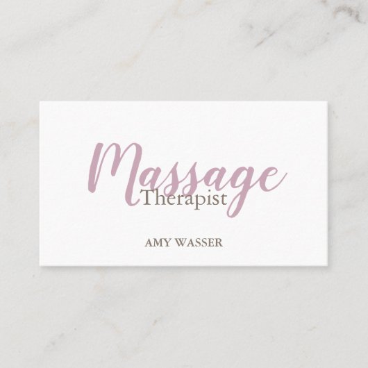 Modern Massage Therapist Script Blush Pink Visitekaartje (Voorkant)