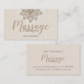 Modern Massage Therapist Script Lotus Flower Visitekaartje (Voorkant / Achterkant)