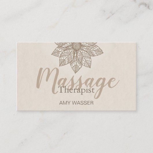 Modern Massage Therapist Script Lotus Flower Visitekaartje (Voorkant)