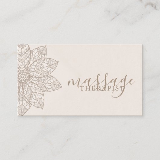 Modern Massage Therapist Script Lotus Flower Visitekaartje (Voorkant)