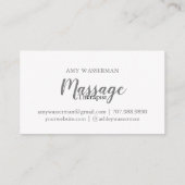 Modern Massage Therapist Script Typografie Visitekaartje (Achterkant)