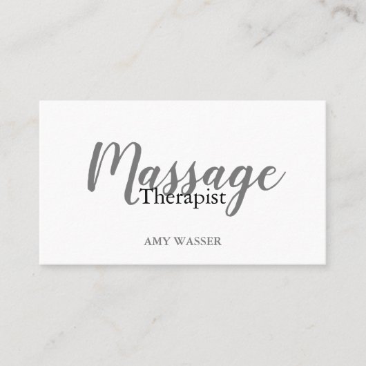 Modern Massage Therapist Script Typografie Visitekaartje (Voorkant)