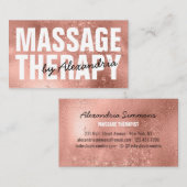 Modern Massage Therapy Roos Gouden Glitter Sparkle Visitekaartje (Voorkant / Achterkant)