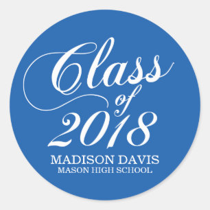 Modern massief blauw AFSTUDEREN STICKERS