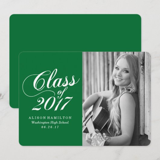 Modern massief groen | aankondiging van afstuderen (Voorkant / Achterkant)