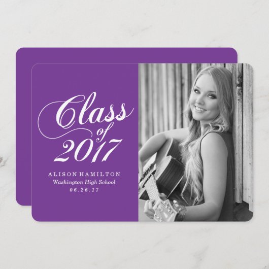 Modern massief Paarse | aankondiging van afstudere (Voorkant / Achterkant)