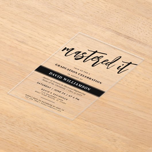 Modern Master's Degree Afstuderen Beheerde het Acryl Uitnodigingen (Laagn)