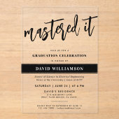 Modern Master's Degree Afstuderen Beheerde het Acryl Uitnodigingen (Voorkant)