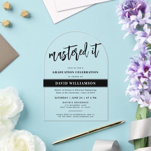 Modern Master's Degree Afstuderen Beheerde het Acryl Uitnodigingen (Insitu (Huwelijk))