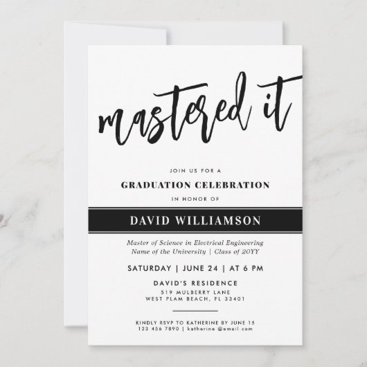 Modern Master's Degree Afstuderen Beheerde het Kaart (Voorkant)